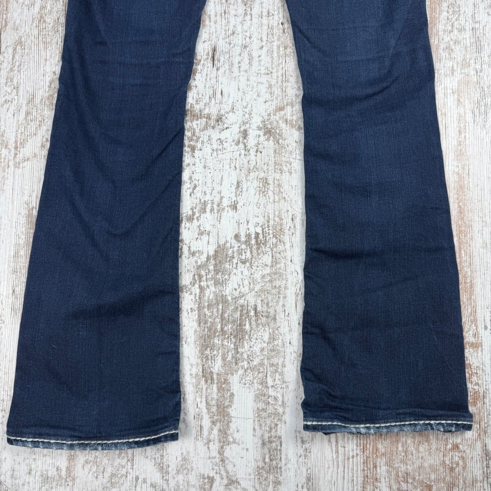 Rock Revival Betty Low Rise Bootcut Jeans Dark Wash Contrast Stitch Sz 27 Bling - Picture 11 of 13